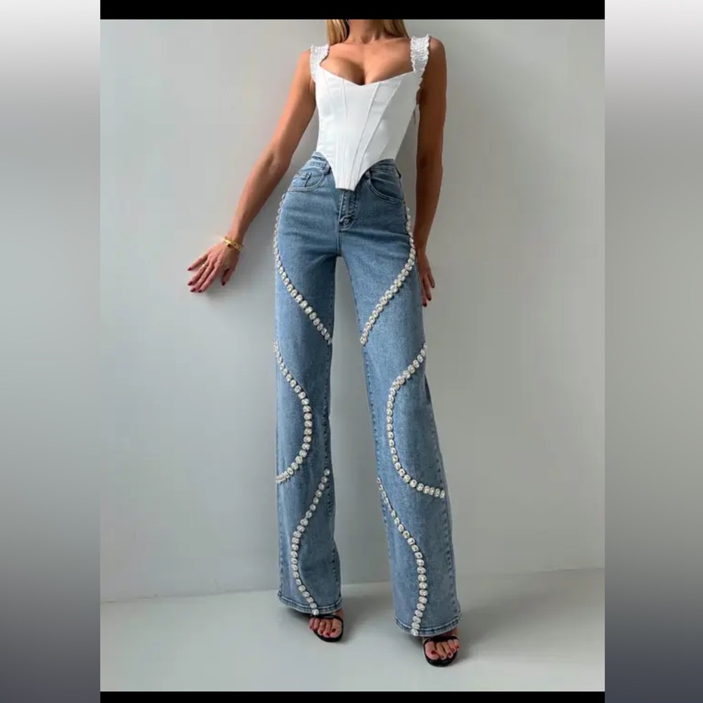 Embellished Blue Women's Jeans